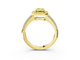 Yellow gold Fancy Yellow Emerald  Cut Halo Diamond Pave Band with Four-Prong Setting_40
