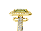 Yellow gold Fancy Yellow Emerald  Cut Halo Diamond Pave Band with Four-Prong Setting_42