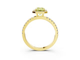 Yellow gold Fancy Yellow Emerald Cut Halo Diamond Pave Band with Prong Setting_3
