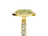 Yellow gold Fancy Yellow Emerald Cut Halo Diamond Pave Band with Prong Setting_5