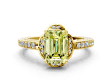 Yellow gold Fancy Yellow Emerald  Cut Halo Diamond Ring with Channel Set Band and Four-Prong Setting_32