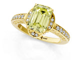 Yellow gold Fancy Yellow Emerald  Cut Halo Diamond Ring with Channel Set Band and Four-Prong Setting_33