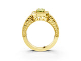 Yellow gold Fancy Yellow Emerald  Cut Halo Diamond Ring with Pavé Band and Four-Prong Setting_71
