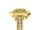 Yellow gold Fancy Yellow Emerald  Cut Halo Diamond Ring with Pavé Band and Four-Prong Setting_73