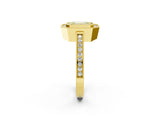 Yellow gold Fancy Yellow Emerald  Cut Halo Diamond Ring with Pavé Band and Milgrain Prong Setting_34