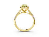 Yellow gold Fancy Yellow Emerald Cut Halo Diamond Ring with Pavé Band_3