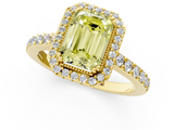 Yellow gold Fancy Yellow Emerald  Cut Halo Diamond Ring with Pave Band and Four-Prong Setting_25