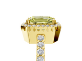 Yellow gold Fancy Yellow Emerald  Cut Halo Diamond Ring with Pave Band and Four-Prong Setting_29