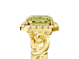 Yellow gold Fancy Yellow Emerald  Cut Halo Diamond Ring with Scrollwork Band and Four-Prong Setting_61