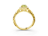 Yellow gold Fancy Yellow Emerald Cut Halo Diamond Solitaire with Filigree Band and Four-Prong Setting_3
