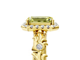Yellow gold Fancy Yellow Emerald Cut Halo Diamond Solitaire with Filigree Band and Four-Prong Setting_5