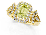 Yellow gold Fancy Yellow Emerald Cut Halo Diamond Split Shank Engagement Ring with Four-Prong Setting_1