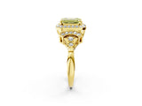 Yellow gold Fancy Yellow Emerald Cut Halo Diamond Split Shank Engagement Ring with Four-Prong Setting_2
