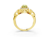 Yellow gold Fancy Yellow Emerald Cut Halo Diamond Split Shank Engagement Ring with Four-Prong Setting_3
