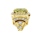 Yellow gold Fancy Yellow Emerald Cut Halo Diamond Split Shank Engagement Ring with Four-Prong Setting_5