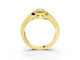 Yellow gold Fancy Yellow Emerald Cut Halo Diamond Split Shank Ring with Prong Setting_3