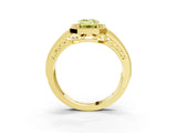 Yellow gold Fancy Yellow Emerald Cut Halo Diamond Split Shank Ring with Prong Setting_9