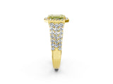 Yellow gold Fancy Yellow Emerald Cut Halo Pavé Diamond Engagement Ring with Split Shank and Four-Prong Setting_5