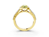Yellow gold Fancy Yellow Emerald Cut Halo Pavé Diamond Engagement Ring with Split Shank and Four-Prong Setting_6