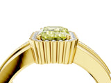 Yellow gold Fancy Yellow Emerald  Cut Halo Pave Band Four-Prong Ring_53