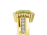 Yellow gold Fancy Yellow Emerald  Cut Halo Pave Band Four-Prong Ring_54