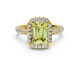 Yellow gold Fancy Yellow Emerald  Cut Halo Pave Band Four-Prong Setting Ring_37
