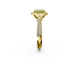 Yellow gold Fancy Yellow Emerald  Cut Halo Pave Band Four-Prong Setting Ring_39