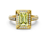 Yellow gold Fancy Yellow Emerald  Cut Halo Pave Split Shank Prong Setting Ring_31