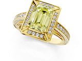 Yellow gold Fancy Yellow Emerald  Cut Halo Pave Split Shank Prong Setting Ring_32