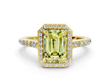 Yellow gold Fancy Yellow Emerald Cut Halo Round Diamond Pavé Band with Four-Prong Setting_3