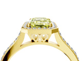 Yellow gold Fancy Yellow Emerald Cut Halo Round Diamond Pavé Band with Four-Prong Setting_7