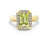 Yellow gold Fancy Yellow Emerald  Cut Halo Solitaire Engagement Ring with Square Band and Four-Prong Setting_138