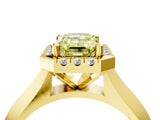 Yellow gold Fancy Yellow Emerald  Cut Halo Solitaire Engagement Ring with Square Band and Four-Prong Setting_70