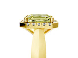 Yellow gold Fancy Yellow Emerald  Cut Halo Solitaire Engagement Ring with Square Band and Four-Prong Setting_71