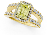 Yellow gold Fancy Yellow Emerald  Cut Halo Split Shank Diamond Ring with Four-Prong Setting_46