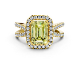Yellow gold Fancy Yellow Emerald  Cut Halo Split Shank Pave Set Ring_62