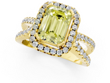 Yellow gold Fancy Yellow Emerald  Cut Halo Split Shank Pave Set Ring_63