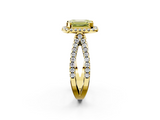 Yellow gold Fancy Yellow Emerald  Cut Halo Split Shank Pave Set Ring_64