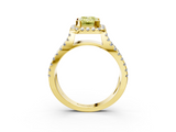Yellow gold Fancy Yellow Emerald  Cut Halo Split Shank Pave Set Ring_65