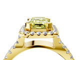 Yellow gold Fancy Yellow Emerald  Cut Halo Split Shank Pave Set Ring_66