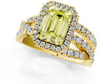 Yellow gold Fancy Yellow Emerald  Cut Halo Split Shank Prong Setting Ring_13