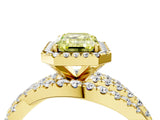 Yellow gold Fancy Yellow Emerald  Cut Halo Split Shank Prong Setting Ring_16