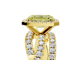 Yellow gold Fancy Yellow Emerald  Cut Halo Split Shank Prong Setting Ring_17