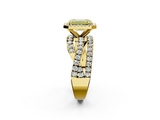 Yellow gold Fancy Yellow Emerald  Cut Halo Split Shank Prong Setting Ring_80