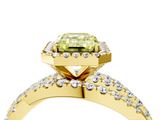Yellow gold Fancy Yellow Emerald  Cut Halo Split Shank Prong Setting Ring_82