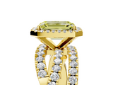 Yellow gold Fancy Yellow Emerald  Cut Halo Split Shank Prong Setting Ring_83