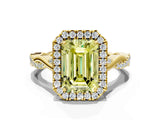 Yellow gold Fancy Yellow Emerald Cut Halo Twist Band with Four-Prong Setting_12