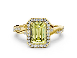 Yellow gold Fancy Yellow Emerald  Cut Halo Twisted Band Four-Prong Ring_20
