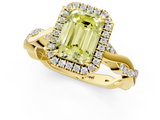 Yellow gold Fancy Yellow Emerald  Cut Halo Twisted Band Four-Prong Ring_21