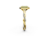Yellow gold Fancy Yellow Emerald  Cut Halo Twisted Band Four-Prong Ring_22